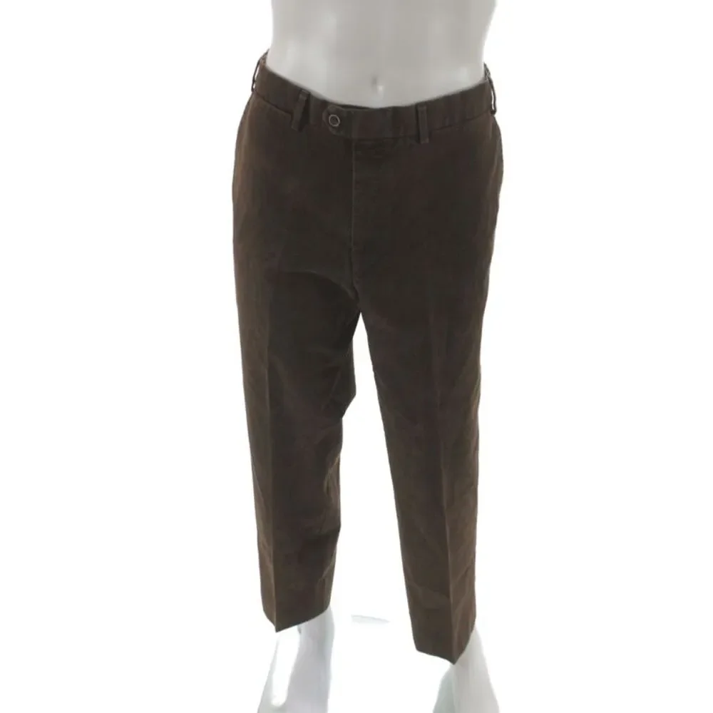 Hiltl Mens Chino Pants 98% Cotton Brown Button Solid Size 38